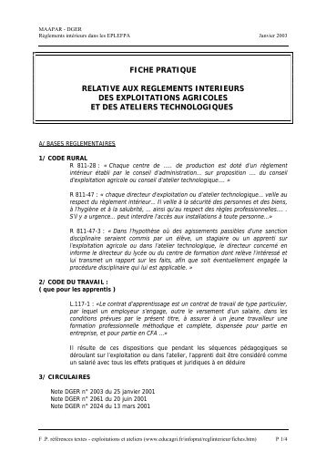 fiche pratique relative aux reglements interieurs des ... - ChloroFil