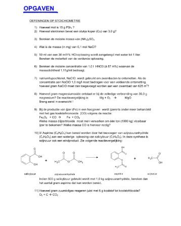 Oefeningen op stoichiometrie + oplossingen[pdf, 4247kb]