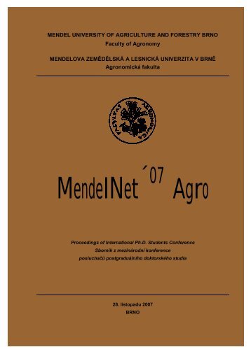 Sborník - MendelNet - Mendelova zemědělská a lesnická univerzita ...