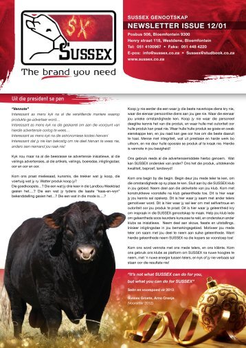 NEWSLETTER ISSUE 12/01 - Sussex Cattle Breeders Society