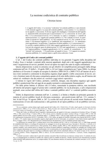 La nozione codicistica di contratto pubblico