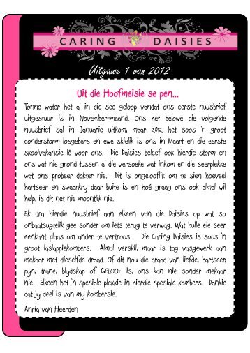 Newsletter 1 of 2012 - Caring Daisies