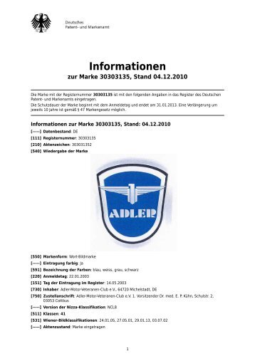 Informationen - Adler-Motor-Veteranen-Club e.v.