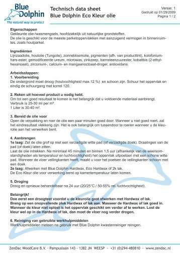 Productblad Blue dolphin ECO kleurolie - Schaverij Eikelboom