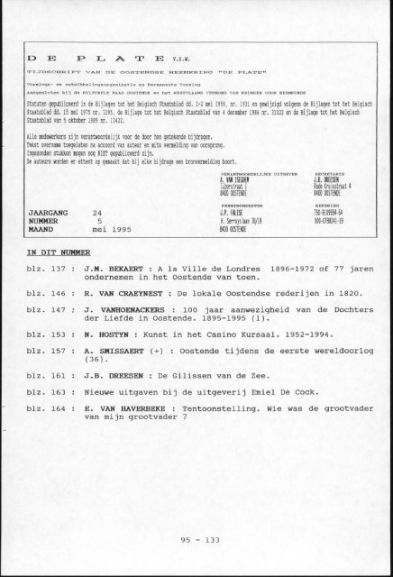 D E r> L 21/2. El? E v.z.w. Statuten gepubliceerd in de ... - De Plate