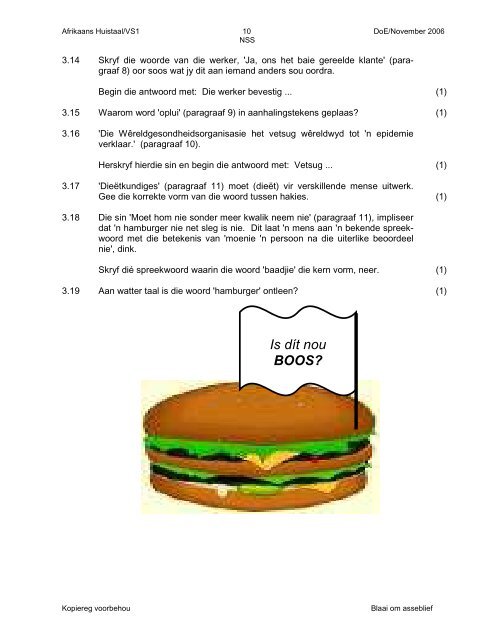 Gr. 10 Afrikaans Huistaal Vraestel 1, November 2006 - Curriculum