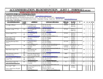 ACCOMMODATION: BLOEMFONTEIN (LIST 1 – FORMAL ... - SACI