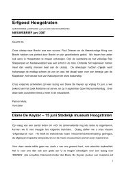 Nieuwsbrief mei 2007 - vzw Erfgoed Hoogstraten