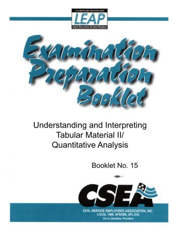 Understanding and Interpreting Tabular Material II/ Quantitative ...