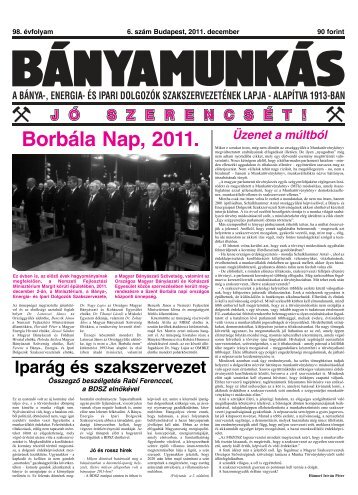 2011. december - Bánya-. Energia- és Ipari Dolgozók Szakszervezete