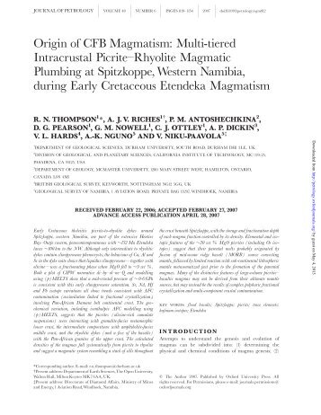 Origin of CFB Magmatism: Multi-tiered Intracrustal Picrite^Rhyolite ...