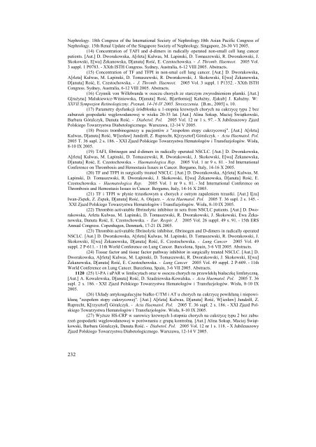 Bibliografia Publikacji Pracowników Collegium Medicum za rok 2005