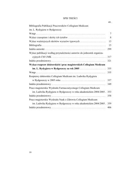 Bibliografia Publikacji Pracowników Collegium Medicum za rok 2005