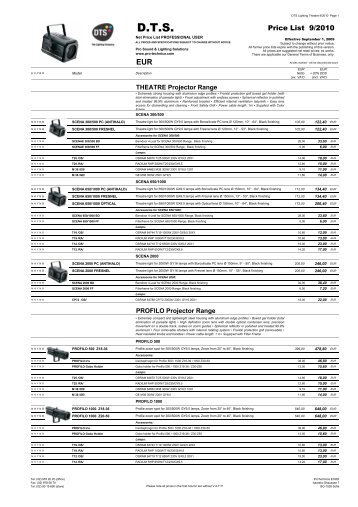 D.T.S. Price List 9/2010