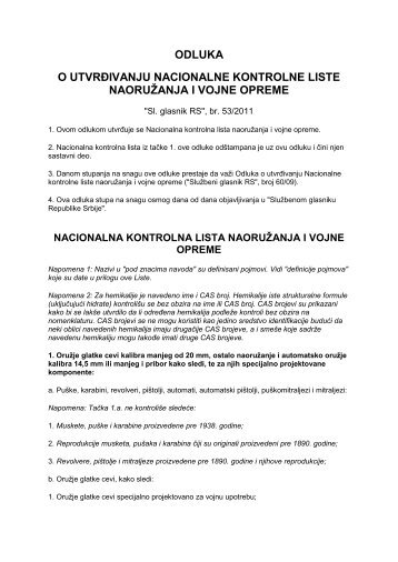 nacionalna kontrolna lista naoružanja i vojne opreme