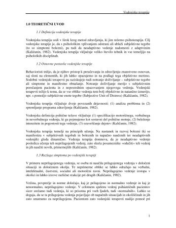 Vedenjska terapija 1 1.0 TEORETIČNI UVOD 1.1 ... - Student Info.net
