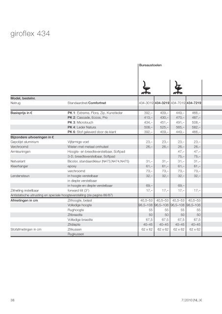 Giroflex Prijslijst… - Graste Kantoormeubelen