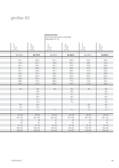 Giroflex Prijslijst… - Graste Kantoormeubelen