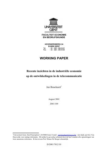 working paper series - Faculteit Economie en Bedrijfskunde