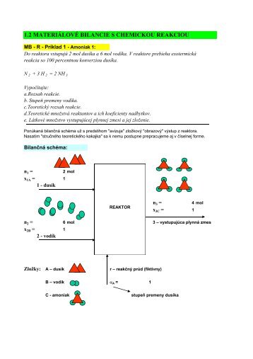 1.2 MATERIÁLOVÉ BILANCIE S CHEMICKOU REAKCIOU