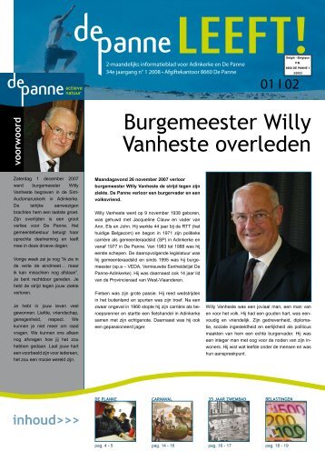 Burgemeester Willy Vanheste overleden - De Panne