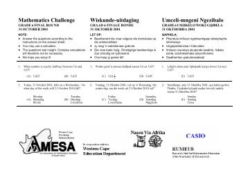 Mathematics Challenge, Grade 6 Final Round 2000 - AMESA