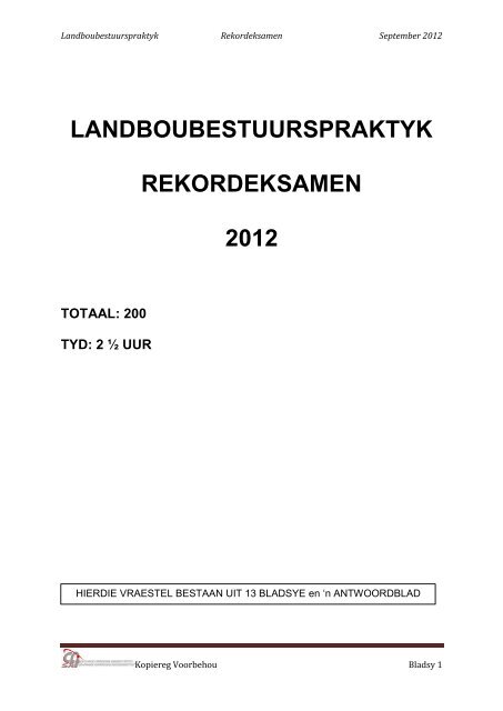 LANDBOUBESTUURSPRAKTYK REKORDEKSAMEN 2012 - sacai