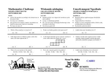 Mathematics Challenge, Grade 4 First Round - AMESA