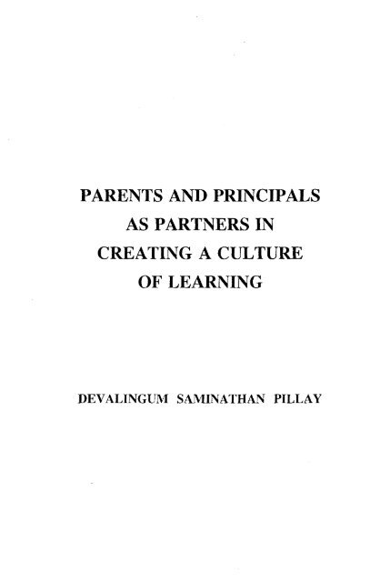 parents and principals as partners in creating a culture of learning