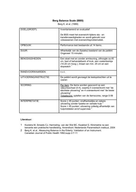 Berg Balance Scale (BBS)