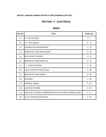 INDEX SECTION - F : ELECTRICAL