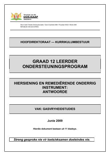graad 12 leerder ondersteuningsprogram - Eccurriculum.co.za