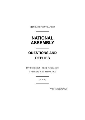 national assembly questions and replies - Parliament of South Africa