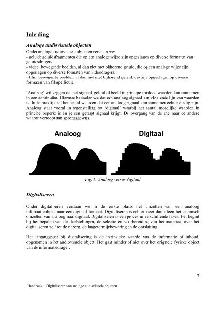 Handboek digitaliseren van analoge audiovisuele objecten - eDAVID