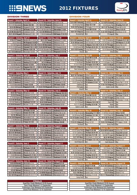 Finals Round 1 - Eastern Football League