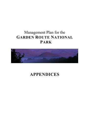 GRNP MANAGEMENT PLAN APPENDICES - SANParks