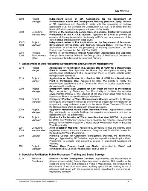 CV - Charles Norman - Aurecon AME Environmental ...