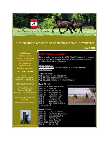 April 2012 - Friesian Horse Association of North America