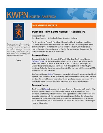 Pennock Point Sport Horses – Reddick, FL - KWPN