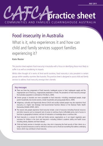 Food insecurity in Australia - Australian Institute of Family Studies