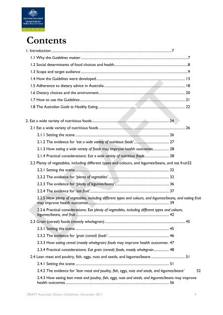 DRAFT Australian Dietary Guidelines - Eat For Health