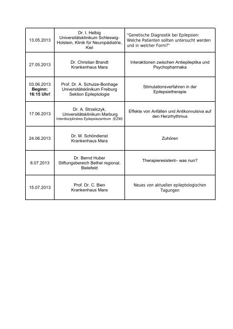 Programm 2013 - Krankenhaus Mara