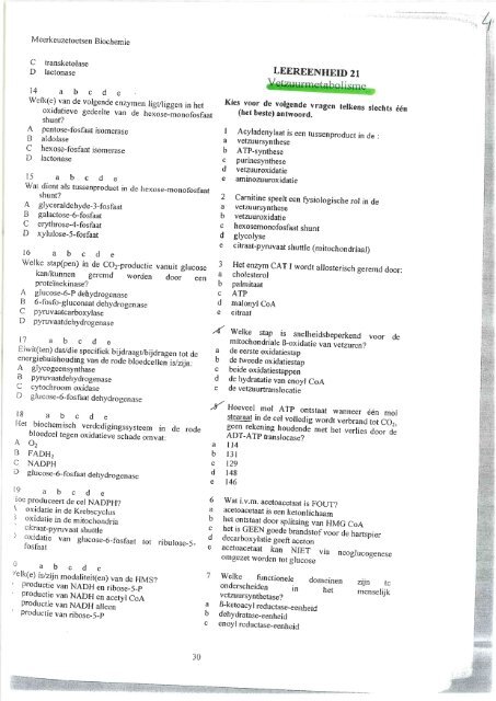 Voorbeeldvragen metabolisme - Apollonia Al Dente