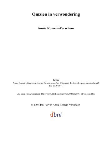 Omzien in verwondering Annie Romein-Verschoor - Actis Advies