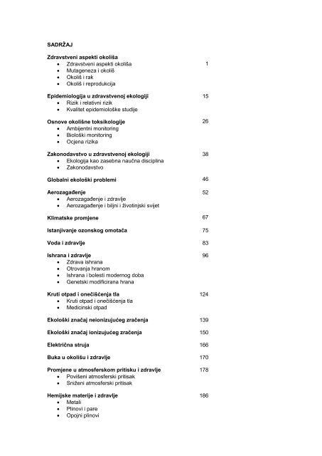 Zdravstvena ekologija - Medicinski fakultet