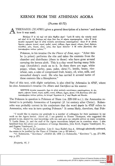 kernoi from the athenian agora - The American School of Classical ...