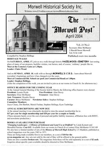 The “Morwell Post” - Morwell Historical Society