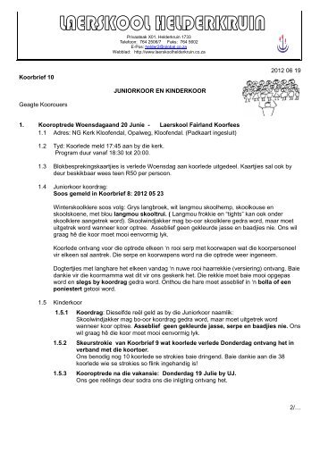 Koorbrief 10 - Laerskool Helderkruin