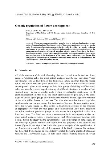 Genetic regulation of flower development - Indian Academy of ...