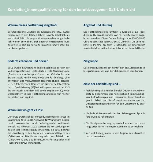 Flyer - Deutsch am Arbeitsplatz